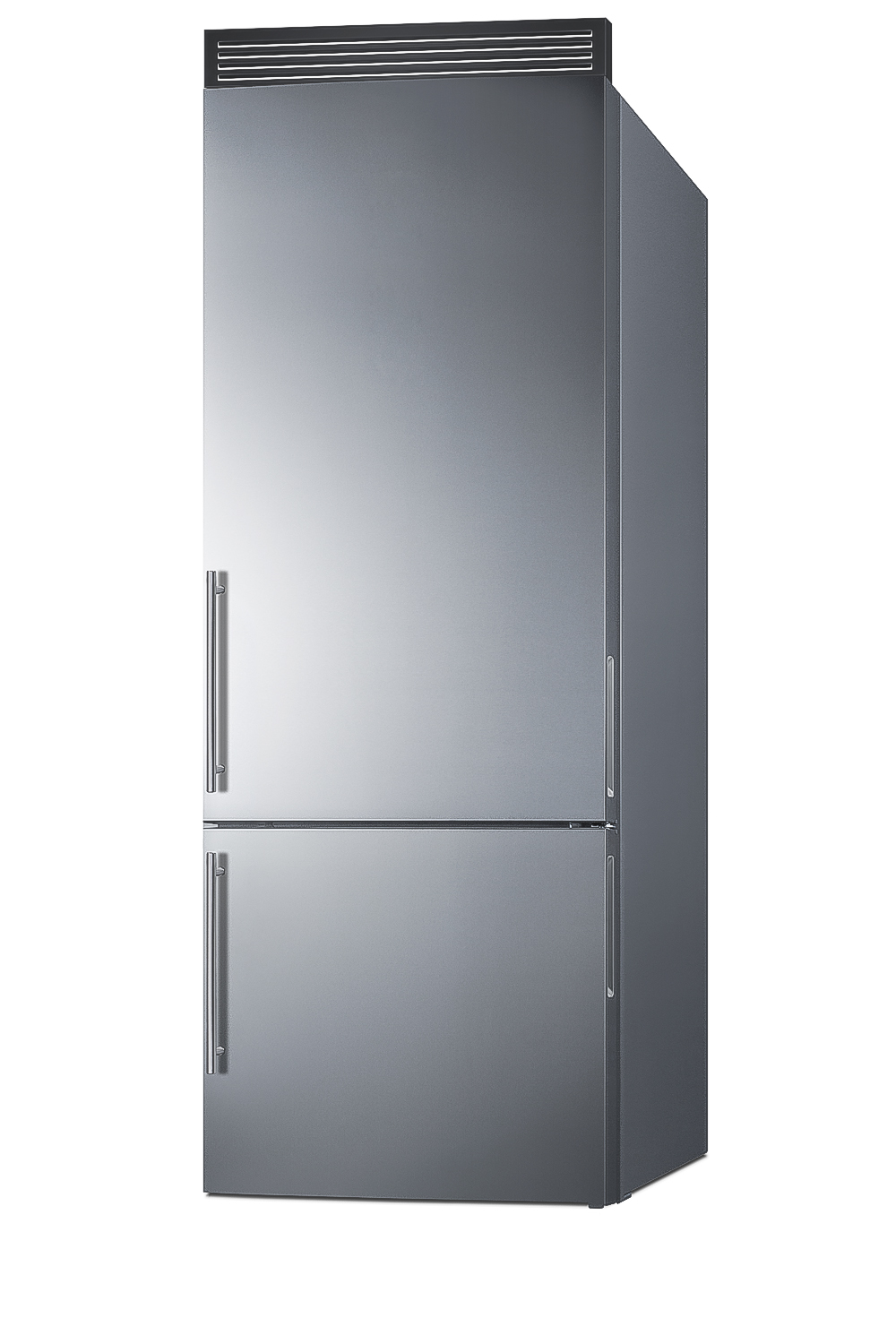 Frost-free ENERGY STAR certified bottom freezer refrigerator in stainless steel with digital controls and a counter depth fit